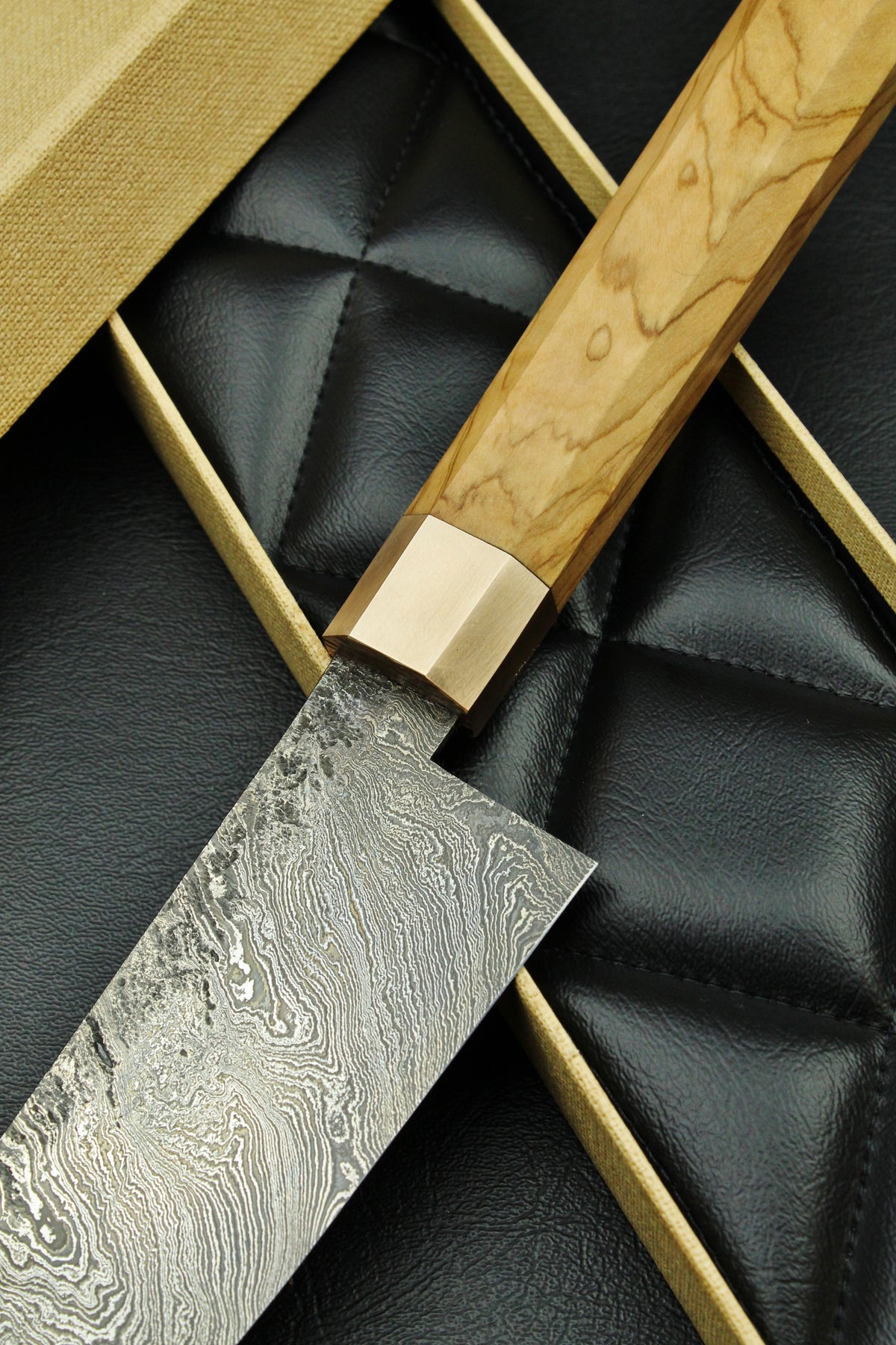 Damast-Santoku 215, achteckiger Griff, 2,3