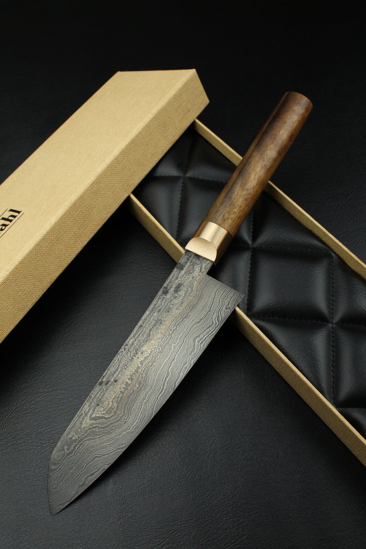Damascus Santoku 500L Oval Patina