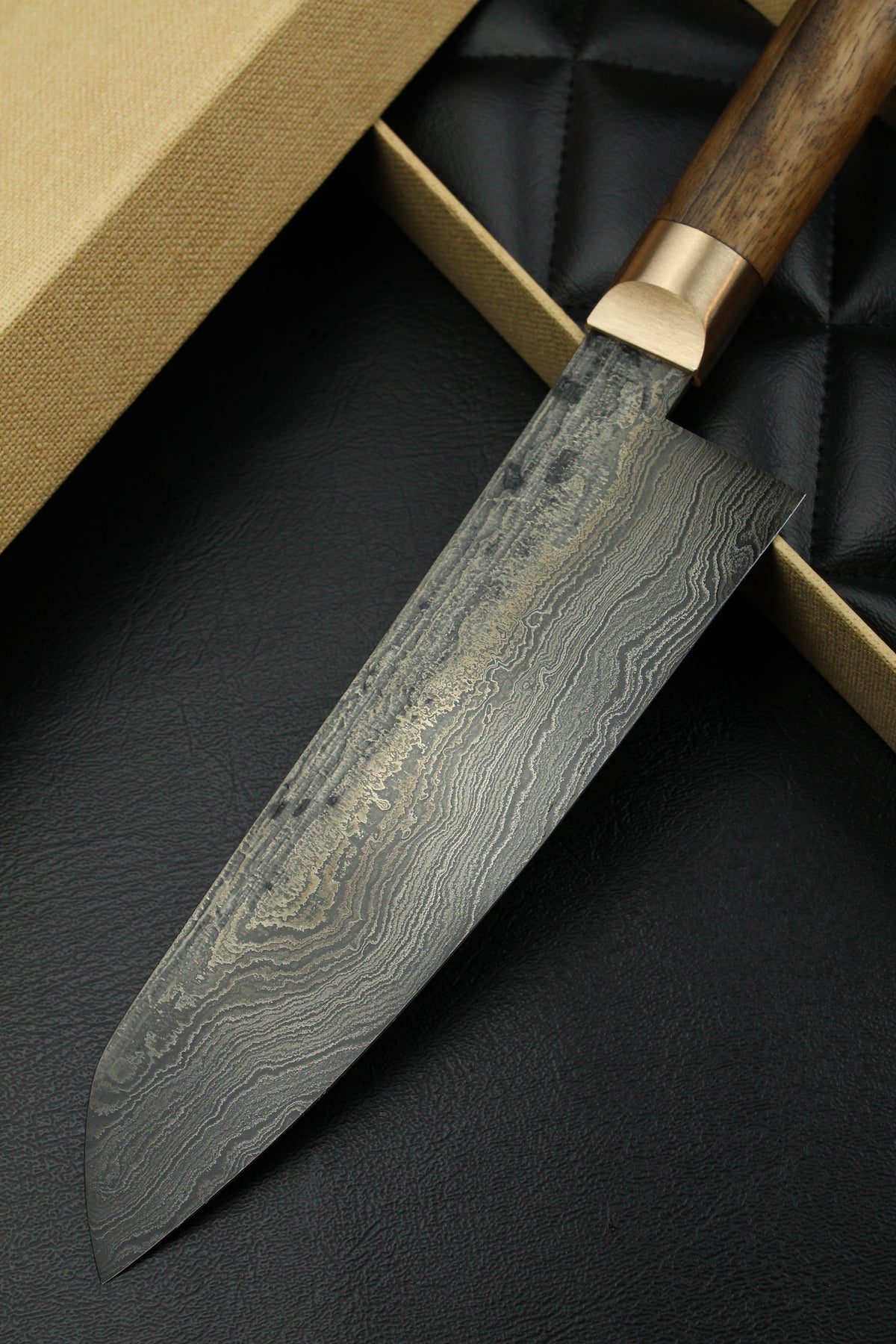 Damascus Santoku 500L Oval Patina