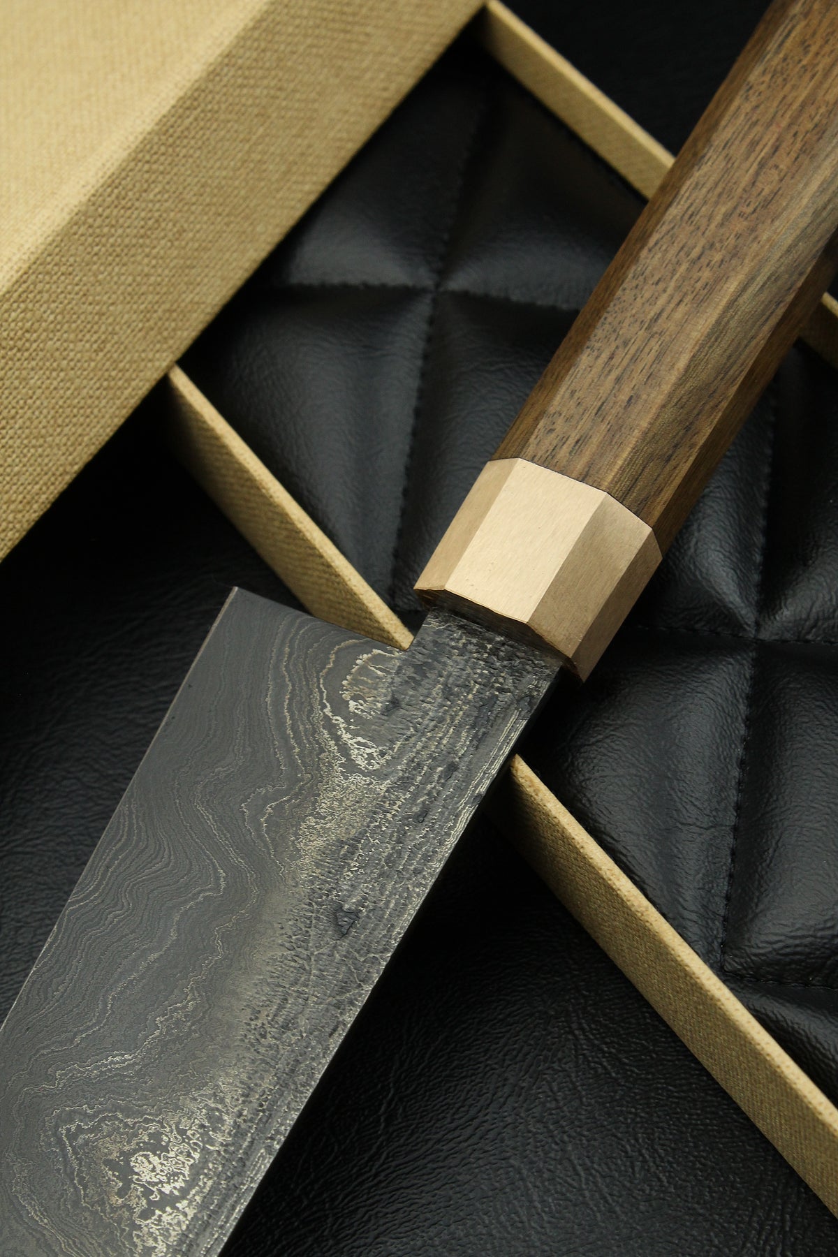 Damast-Santoku 500L Achteck Patina 1.0