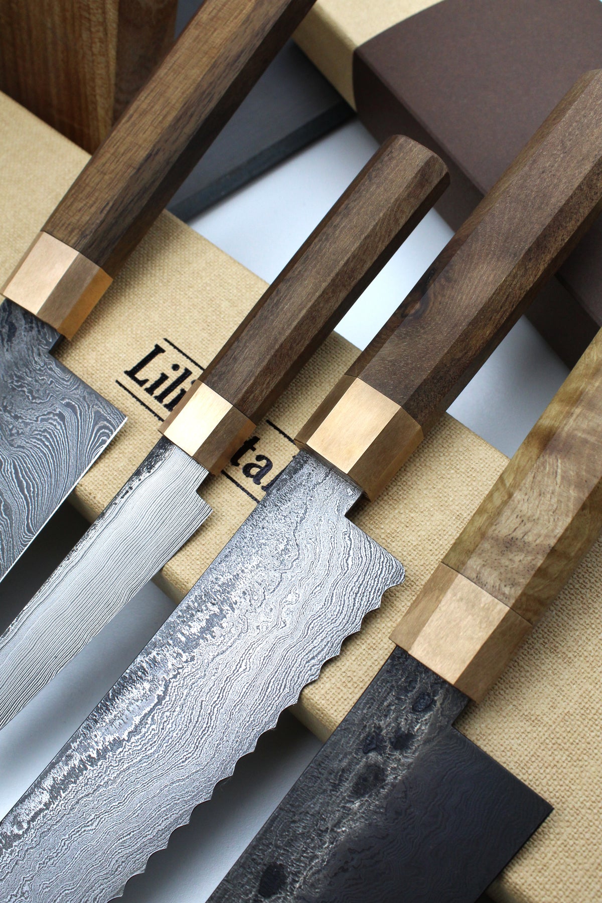 Premium-Messer-Set Octagonal Walnut