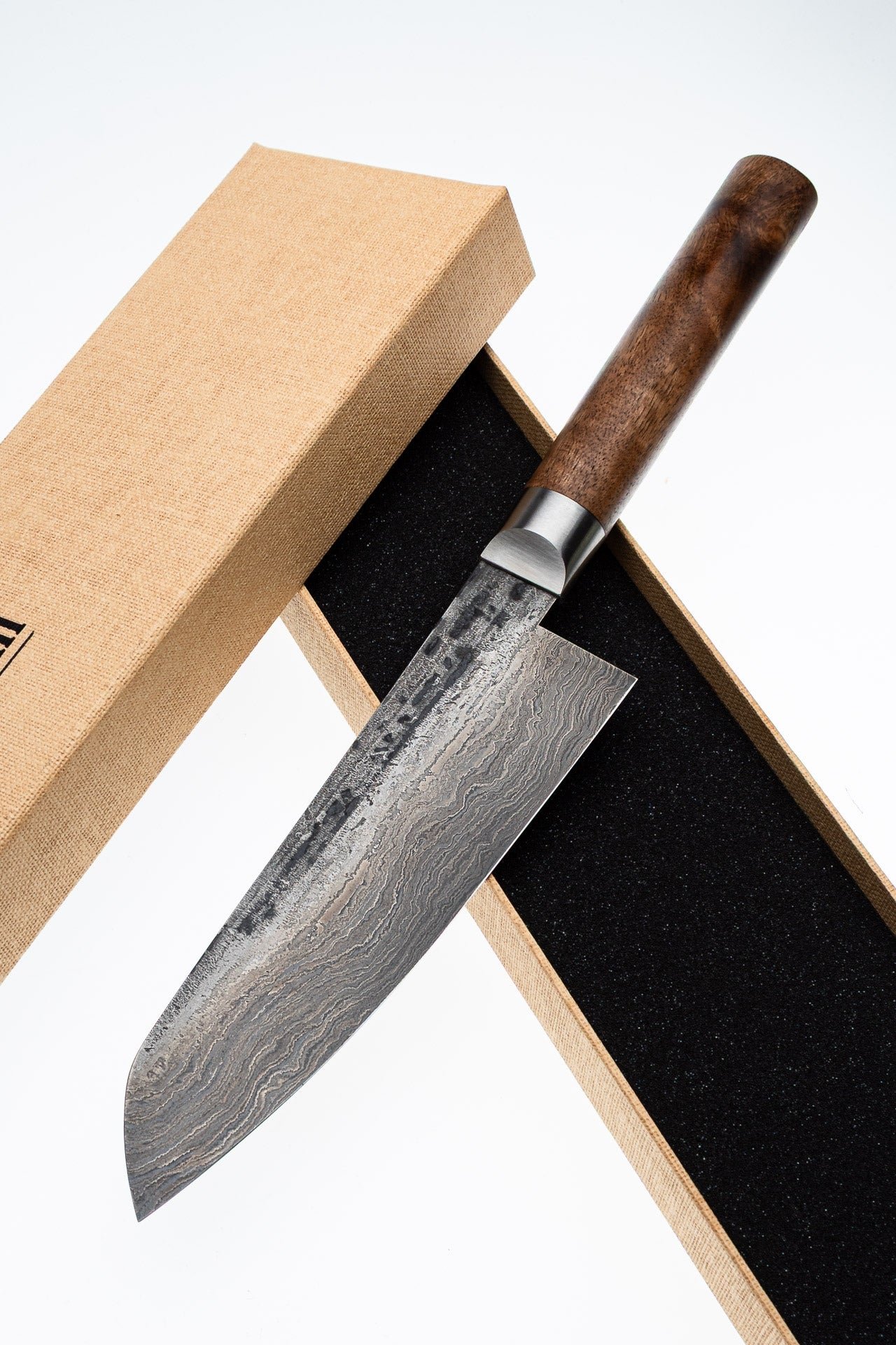 Damascus Santoku 500L Walnut