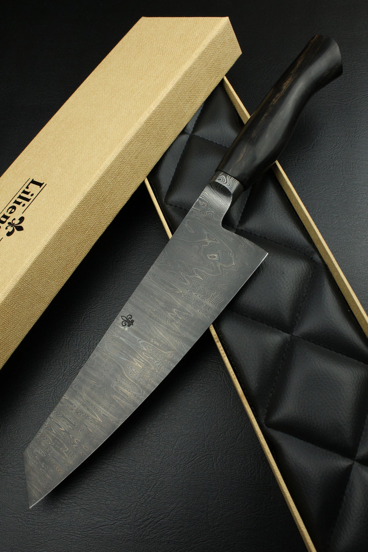 Gyuto 205 Schwarzes Ebenholz Dunkler Damast