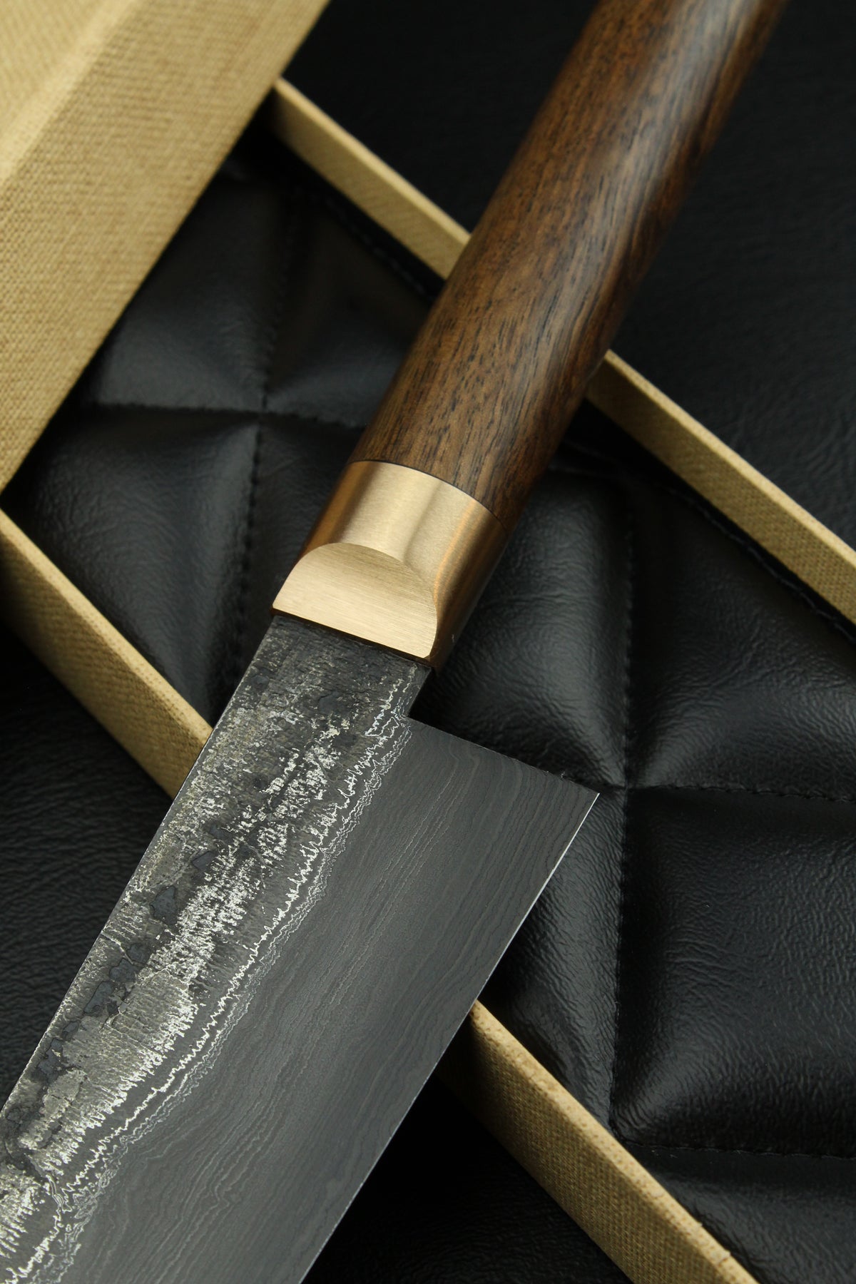 Damascus-Gyuto 500L aus deutschem Walnussholz