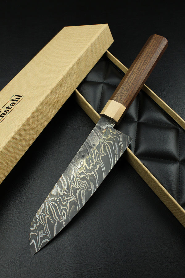 Damascus Santoku Black Walnut