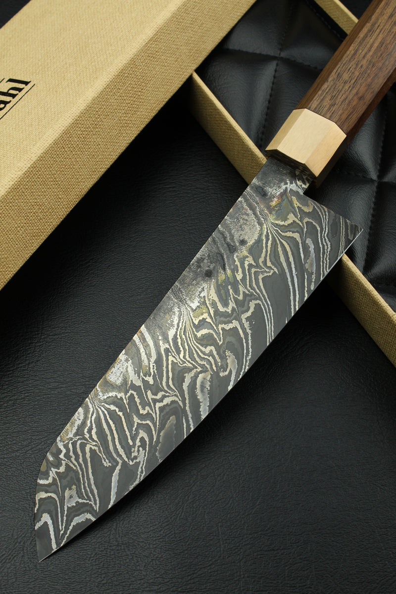 Damascus Santoku Black Walnut