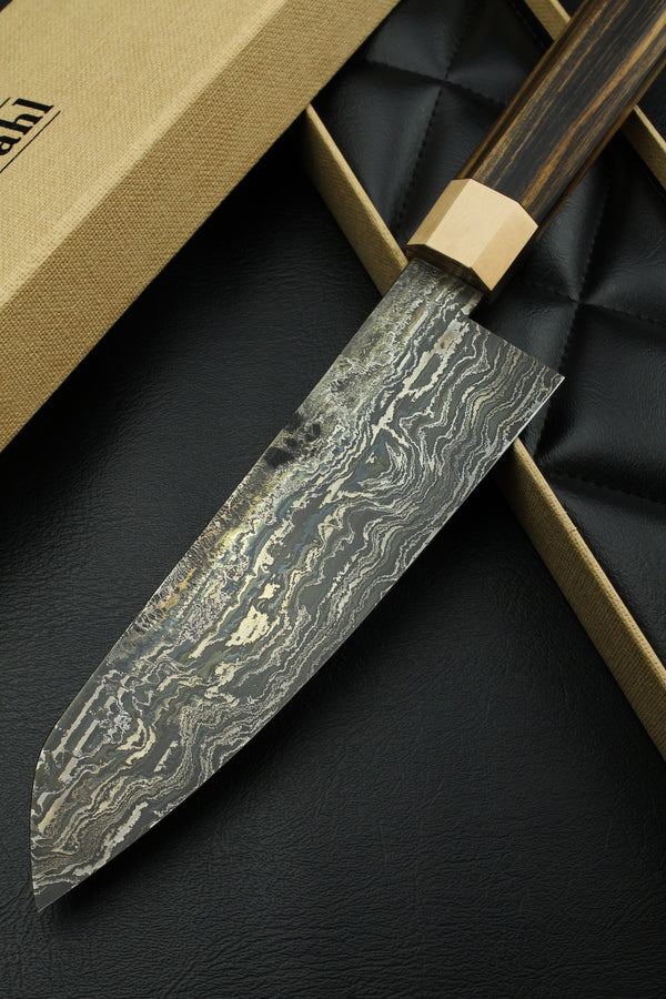 Damascus Santoku HK B&W Ebony Octagonal