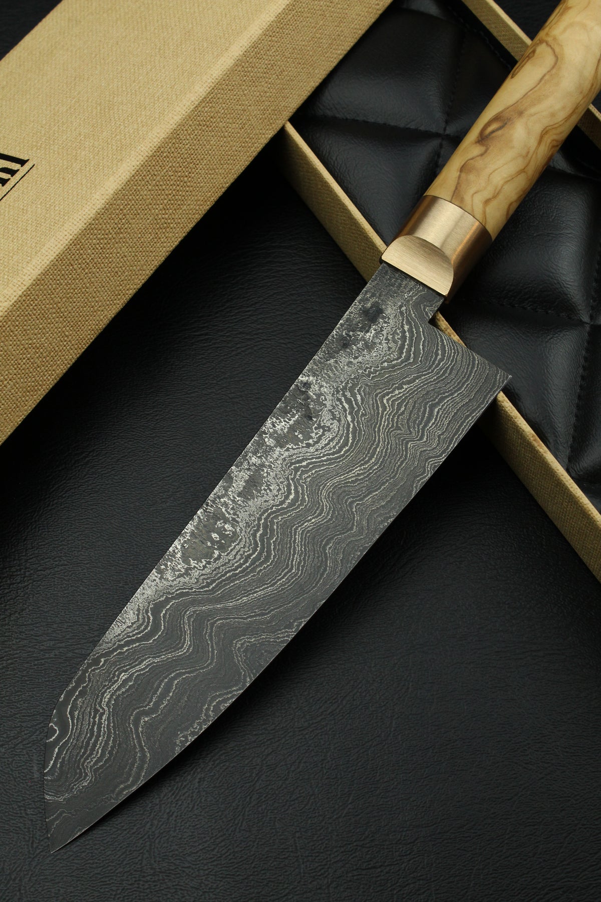Damast-Santoku 500L Olive Oval