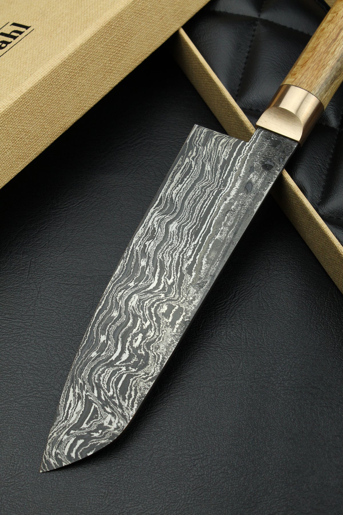 Damast-Santoku HK Buchenholz
