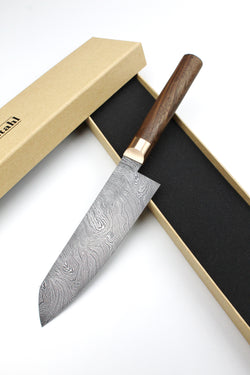 V2 Damascus Santoku Walnut