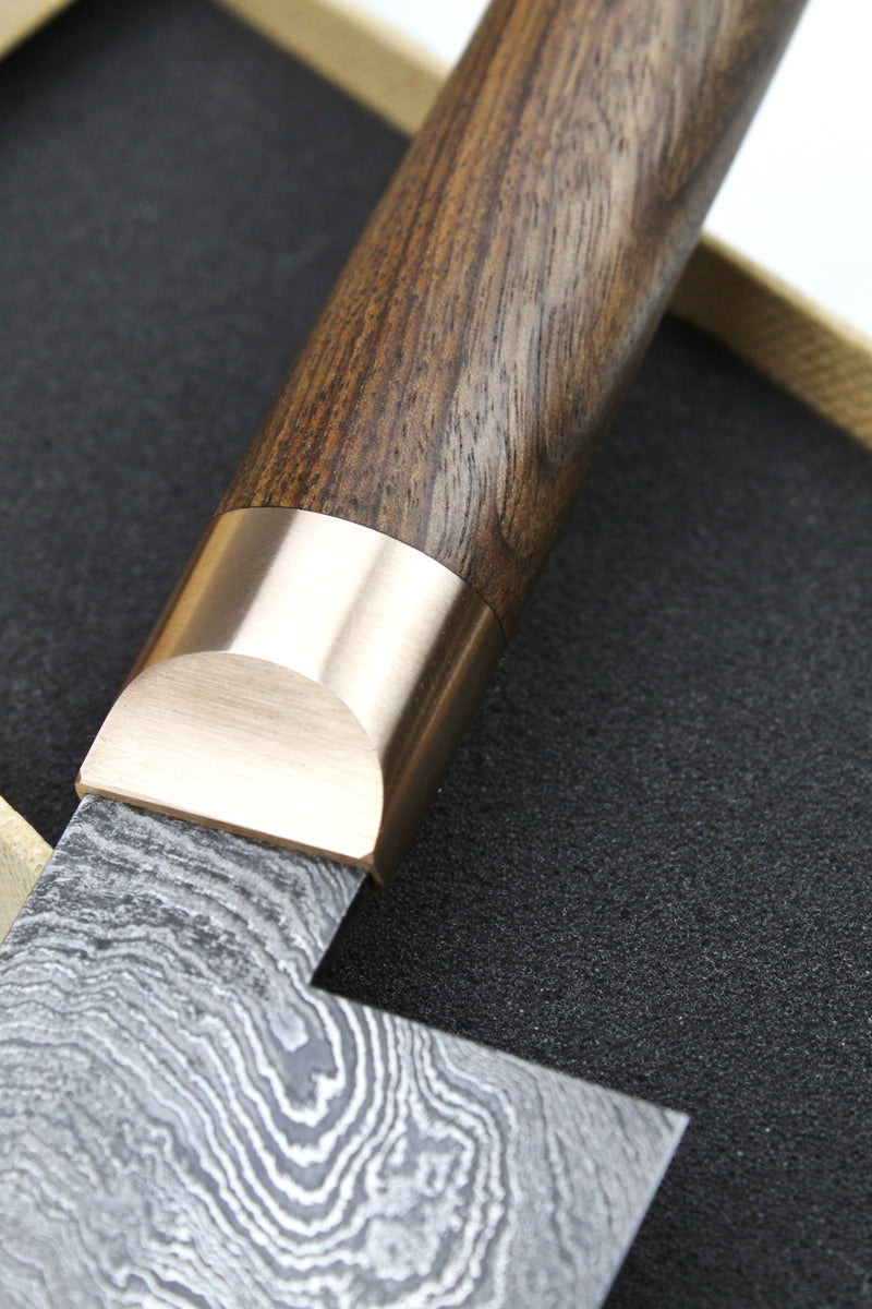 V2 Damascus Santoku Walnut