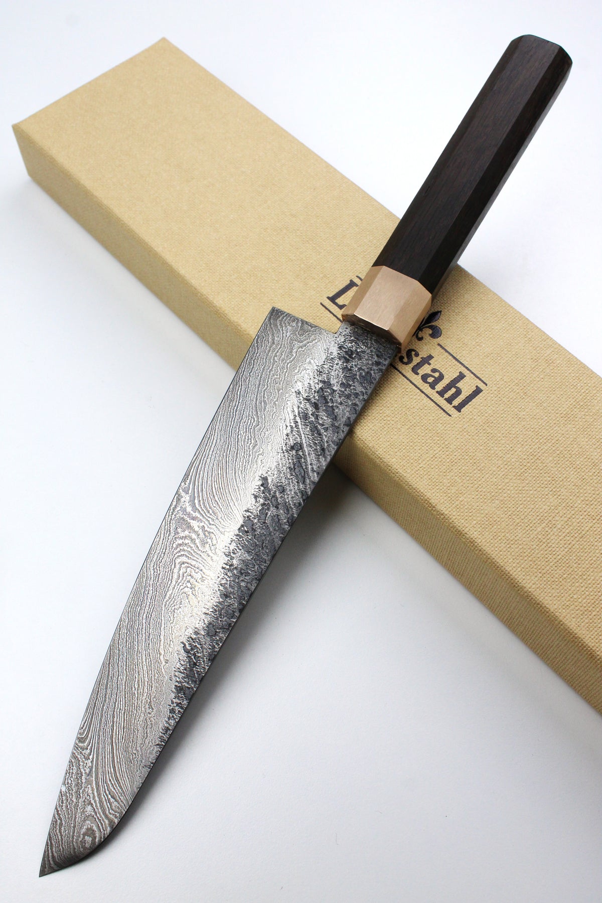 Damascus Gyuto Bog Oak Octagonal Torsion