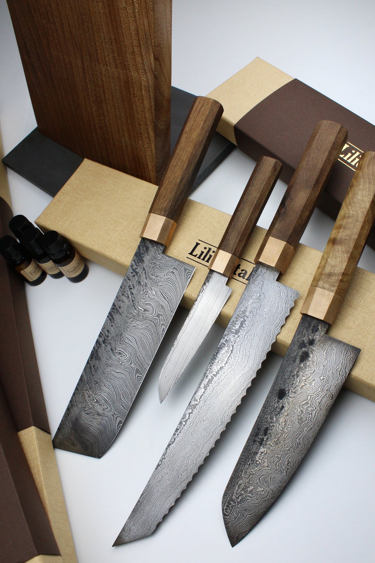 Premium-Messer-Set Octagonal Walnut