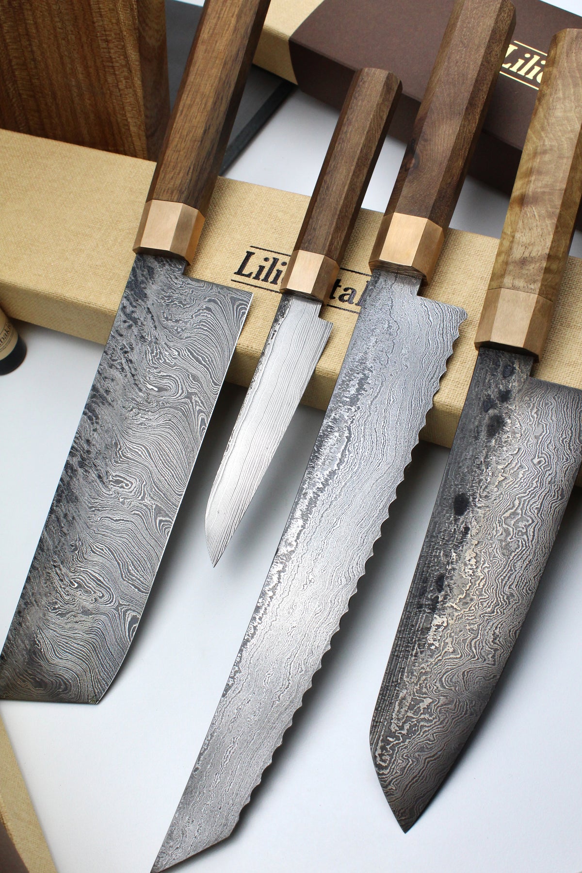 Premium-Messer-Set Octagonal Walnut