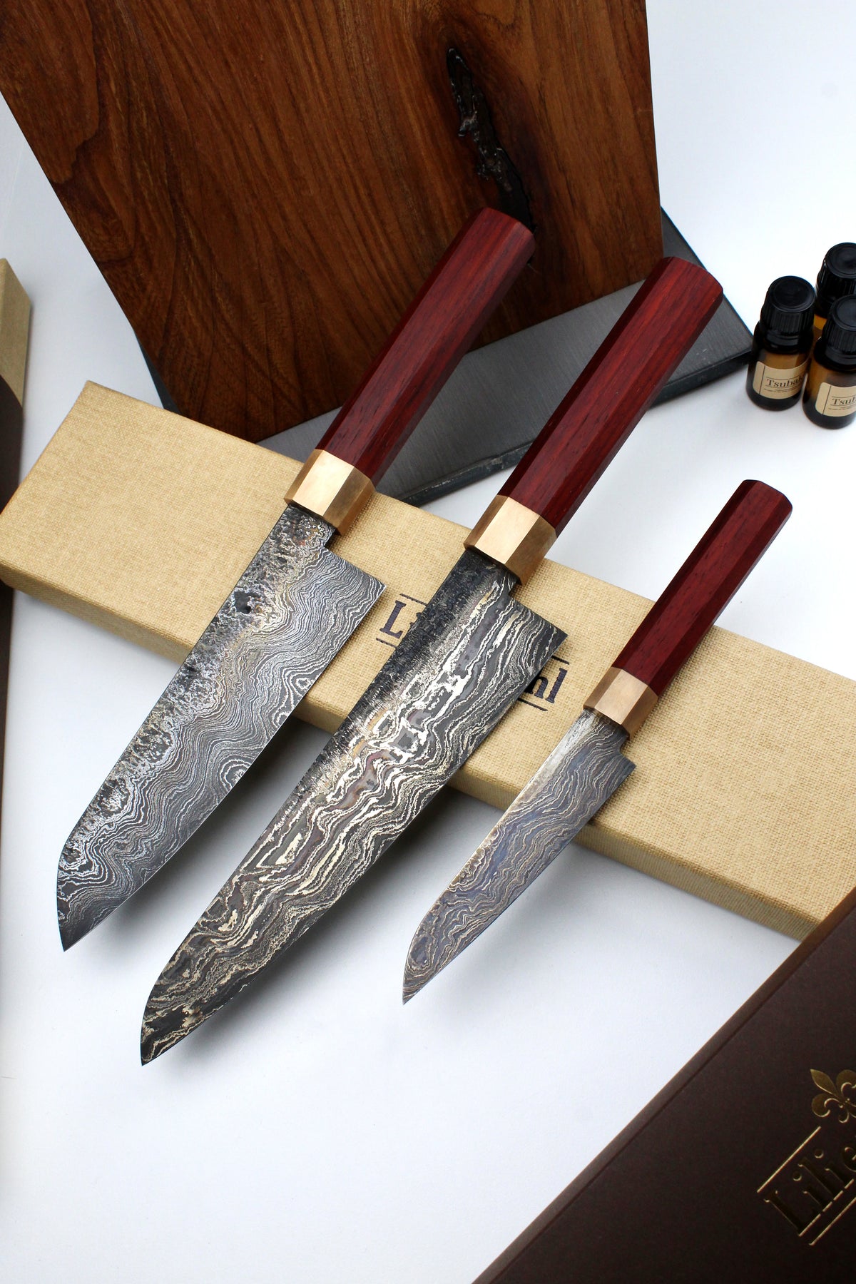 Premium-Messerset Octagonal Padauk