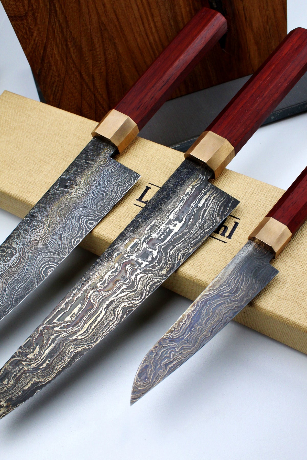 Premium-Messerset Octagonal Padauk