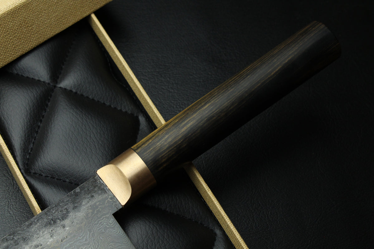 Gyuto 1 Schwarzes Damaszter Weiß-Schwarz Königliches Ebenholz